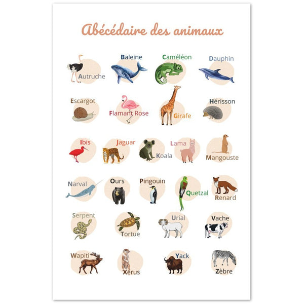 Affiche abécédaire | Les animaux Charade et Compagnie 40 x 60 cm 