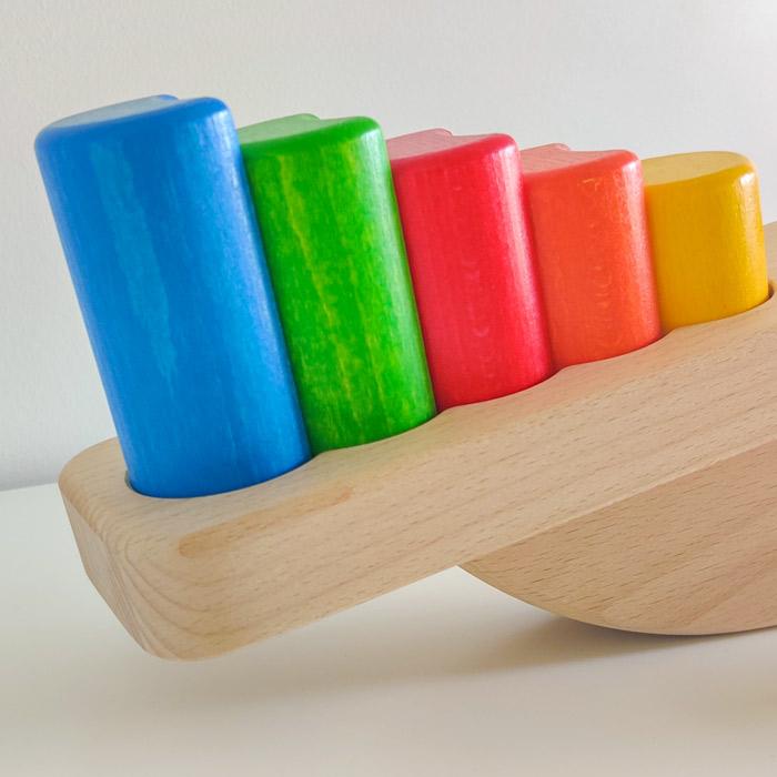 Jouet éducatif en bois Coco Balance pour Enfants avec cylindres