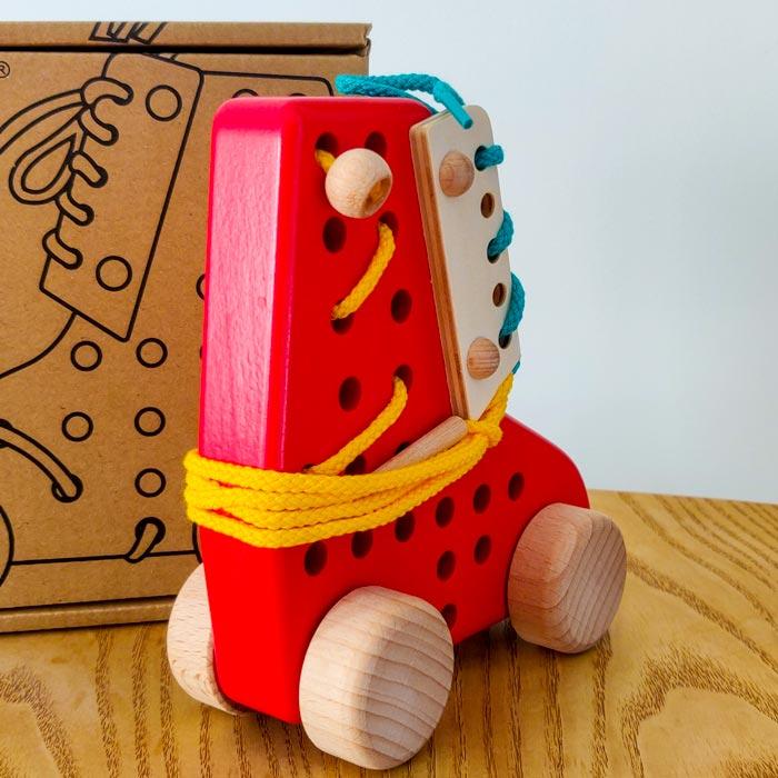 Jouet à lacets en bois pour enfants, fil bloc de pomme en bois Cadeau  d'éducation à l'apprentissage de la petite enfance